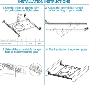 4 inch thép mạ kẽm Xây Dựng Mới gắn tấm với treo thanh khung-in LED recessed Bộ dụng cụ chiếu sáng Bracket - Product Image 5