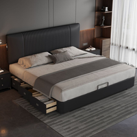 Lit de rangement moderne en cuir de haute qualité et pas cher, taille king, avec cadre en bois et lattes pour meubles de chambre à coucher