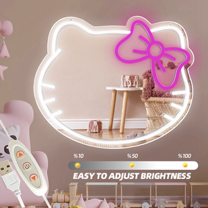 Tùy chỉnh hiện đại Anime Acrylic thắp sáng gương Vanity với đèn trang trí Neon thiết kế thẩm mỹ cho cửa hàng thời trang hiển thị - Product Image 4