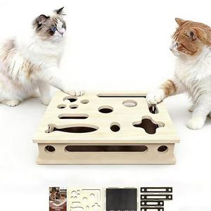 Boîte à gratter pour chat en bois, jouet ludique labyrinthe carré pour chat, jouet d'auto-entretenissement anti-stress, boîte labyrinthe en bois - Product Image 2
