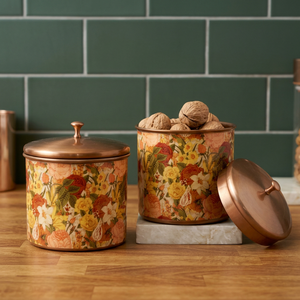 Floral Food <b>Container</b> With Lid Round <b>Storage</b> Jar Bohemian Design For <b>Kitchen</b> Use - Product Image 6