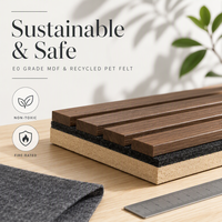 Panneau mural acoustique en bois à lattes couleur noyer, panneau mural insonorisant en feutre PET pour la décoration du salon, de la chambre et du bureau