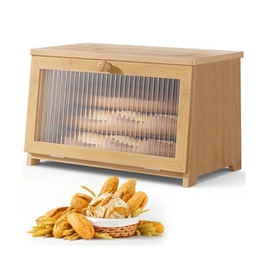Bread Box <b>Corner</b> <b>Storage</b> Wooden for Kitchen Countertop Large Capacity - Product Image 1