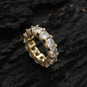 Anillo Cuadrado de Zirconia, Estilo Hip-Hop Europeo y Americano, Anillo de Cobre con Incrustaciones de Zirconia de Una Sola Hilera para Hombre - Product Image 2
