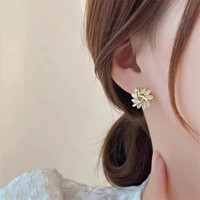 Magnifiques boucles d'oreilles clous en opale couleur or pour femmes, avec zircon, style coréen, bijoux de fête, vente en gros