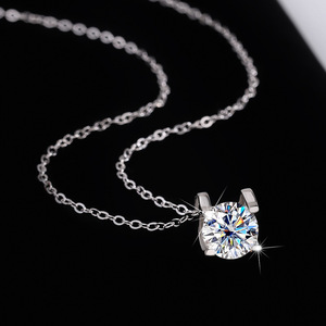 SPJ Collier pendentif Moissanite rond 1carat pour femme S925 Bijoux de mode en argent avec <span class=keywords><strong>prix</strong></span> de gros Cadeau - Product Image 3