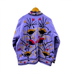 Women's Top Trendy Suzani Velvet Cotton Finished Embroidered Bohemian Winter Stand <b>Reversible</b> <b>Jacket</b> Regular Resort Wear Gift - Product Image 3