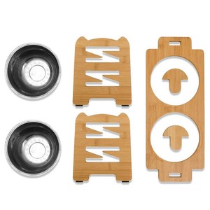 Soporte de madera elevado para comederos de mascotas, estación de alimentación doble para gatos - Product Image 2