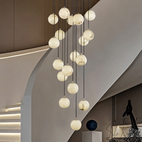 Lustre en albâtre de Style nordique Villa postmoderne Duplex Designer salon escalier laiton marbre suspension