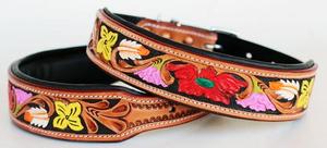 Vente chaude 100% cuir de vache coloré collier de chien solide usiné à la main travail rembourré Rivet dernière conception fabricant direct en gros - Product Image 2