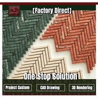 Mosaïque de carrelage en marbre beige, vert et rouge GOLDKING, motif chevrons, montée sur treillis, directement de l'usine, pour grands projets