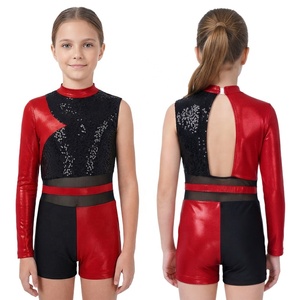 ชุดจั๊มสูทเต้นรำสำหรับเด็กผู้หญิงอายุ 6-16 ปี ชุดลีโอตาร์ดเมทัลลิกสำหรับการแสดง การแข่งขัน ฮิปฮอป - Product Image 2