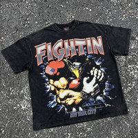 T-shirt noir surdimensionné personnalisé en coton épais délavé à l'acide, style streetwear hip-hop, pour homme, décontracté, idéal pour l'été et les fêtes, avec imprimé graphique