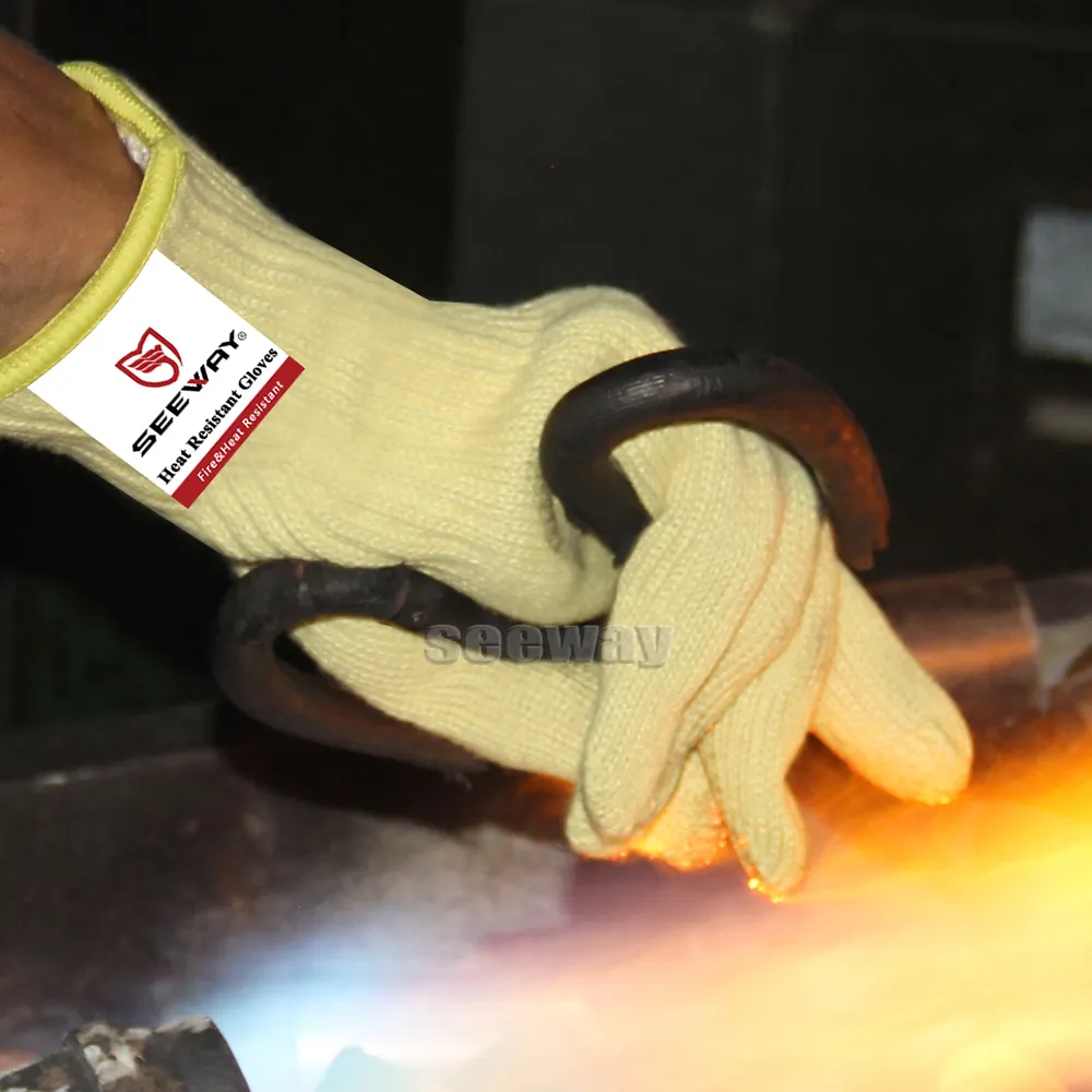 Seeway Aramid Guantes industriales resistentes al calor y cortados ignífugos de estilo largo