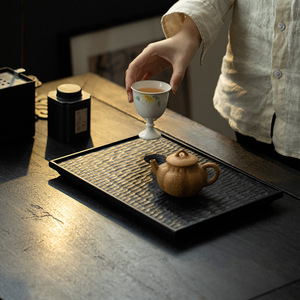 Guanlan Retro Ash Wood <b>Tea</b> Tray Flat Solid Wood Dry Brewing Tray For Kung Fu <b>Tea</b> <b>Set</b> Storage Home Use - Product Image 2