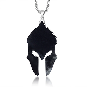 Jade natural de grado A, colgante de casco de guerrero espartano, amuleto de gallina negra, piedra de jade helado, plata S925, estilo hip-hop único - Product Image 1