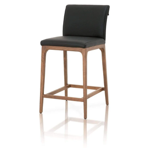  Alex Counter <b>Stool</b> Leather/ Solid Oak <b>wood</b> Walnut finish Durable High Bar <b>Stool</b> for Home Bar & Dining Room - Product Image 4