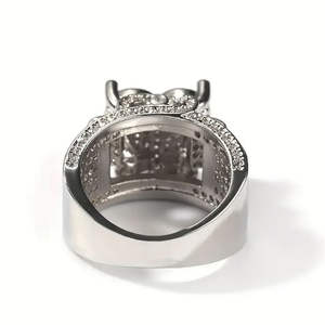 แหวนมอสซาไนต์ทรงหัวใจสไตล์ฮิปฮอป แบบเรโทรพังก์ สำหรับผู้ชายและผู้หญิง  ทำจากเงินแท้ 925 เหมาะสำหรับเป็นแหวนหมั้น  ทันสมัย - Product Image 5