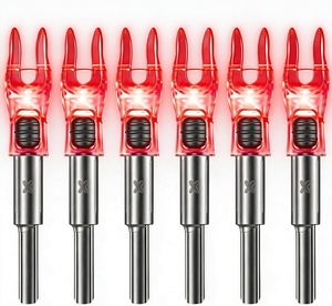 HT Lot <span class=keywords><strong>de</strong></span> 6 Nocks <span class=keywords><strong>de</strong></span> flèche LED lumineux activés par <span class=keywords><strong>la</strong></span> lumière nocturne, haute luminosité, autonomie <span class=keywords><strong>de</strong></span> 48 heures, rouge, vert, bleu, pour tir à l'arc et chasse - Product Image 1