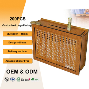 <span class=keywords><strong>Salvadanaio</strong></span> all'ingrosso fai da te, facile da montare, organizer per la pianificazione del budget, cassetta di sicurezza <span class=keywords><strong>vintage</strong></span> in legno con numeri e gradi di controllo - Product Image 1