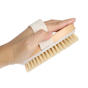 Cepillo de masaje de mango largo con cerdas rectangulares, exfoliante corporal de madera natural para baño - Product Image 1