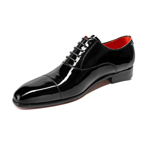 Zapatos Oxford de Vestir para Hombre, de Charol, con Punta en Pico, Suela Roja, con Cordones, Estilo Sólido, Antideslizantes, para Todas las Temporadas, para Oficina - Product Image 5