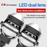 Phares à LED film bleu bi led projecteur 2.5 pouces 65W feux de croisement à LED pour voiture 12V 6500K systèmes d'éclairage automatique C4 2.5