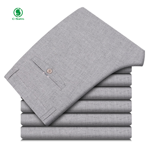 2024 pantaloni Casual da uomo in <span class=keywords><strong>lino</strong></span> di seta di ghiaccio nuovi pantaloni larghi sottili stile Business - Product Image 3