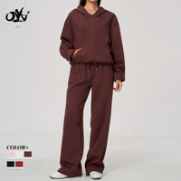 Nouvel ensemble de survêtement à capuche pour femme, sweat-shirt et pantalon de survêtement amples doublés polaire, tenue décontractée et polyvalente 2 pièces
