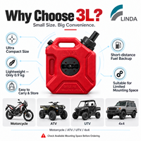 Bidon de carburant portable 3L en PEHD vierge avec bec verseur, bouchon de ventilation et fixation pour VTT, UTV, 4x4, moto tout-terrain – Approvisionnement direct usine