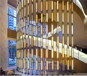 Paravent décoratif pliable en verre avec éclairage LED, structure en métal doré Art Déco, pour chambre d'hôtel, parois <span class=keywords><strong>de</strong></span> séparation, intimité, 3 panneaux - Product Image 1