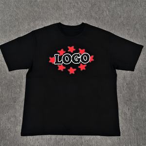 T-shirt style hip-hop en molleton français 100 % coton, coupe ample, avec logo imprimé en relief, manches courtes, en stock, livraison directe - Product Image 3