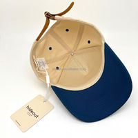 Gorra Deportiva Urbana de Alta Calidad, de Dos Tonos, de Algodón, con Etiqueta de Cuero Grabada Personalizada, Estructurada y Ajustable