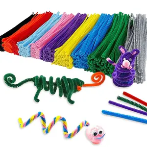 Jtnohx 100 pçs/saco popular multi-cor limpador, para crianças artesanato diy hastes chenille hastes limpadores de cachimbos