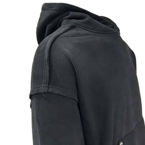 Finch garmen disesuaikan 430 Gsm Hoodie uniseks longgar kebesaran katun polos berat Hoodie hitam dengan ritsleting - Product Image 4