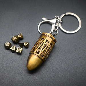 <strong>Bullet</strong> Shape <strong>DND</strong> D20 Dice Keychain Storage Box Metal RPG Dice Keyring for Dungeons and Dragons Game Accessories - Product Image 2