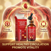 Complément alimentaire certifié GMP Vascu Flow Liquid Drops 60 ml, extrait de piment de Cayenne, hawthorne, curcuma, pour une circulation saine