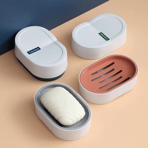 Support de rangement double couche en PP pour savon de salle de bain d'hôtel avec plateau de drainage, boîte à savon en plastique avec couvercle, prix bas, ensembles de salle de bain en gros - Product Image 3