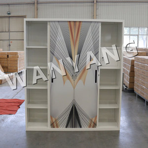 <span class=keywords><strong>Armoire</strong></span> métallique sur mesure avec impression personnalisée, 2 tiroirs coulissants en acier, 4 <span class=keywords><strong>portes</strong></span> avec <span class=keywords><strong>miroir</strong></span> pour la maison, la chambre à coucher, le salon - Product Image 4
