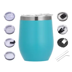 Commercio all'ingrosso 12oz logo personalizzato in acciaio inox 304 uova tazze tumbler viaggio isolato birra tè caffè tazza termica tazza con coperchio