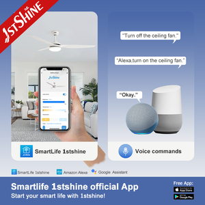 1stshine Led Ventilador <span class=keywords><strong>de</strong></span> techo Aspas <span class=keywords><strong>de</strong></span> plástico blanco <span class=keywords><strong>de</strong></span> lujo 60 pulgadas Iluminación regulable Ventilador <span class=keywords><strong>de</strong></span> techo con control remoto - Product Image 6