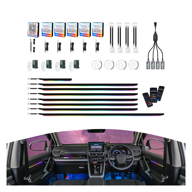 Full-service Manufacturing K4S Car Ambient Light Kit Flowing Light Effect Mood Sensing Music-synchronized Lighting App Control
