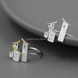 Bague en argent sterling 925 véritable, design de bâtiments chinois distinctifs, collection Rosaeflora "<span class=keywords><strong>Jiang</strong></span> <span class=keywords><strong>Nan</strong></span> Impression", bijoux fins - Product Image 1