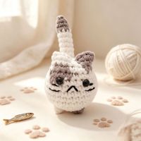 Pendentif en laine crocheté à la main, motif chat mignon, porte-clés de dessin animé, breloque de sac, petit ornement décoratif, cadeau