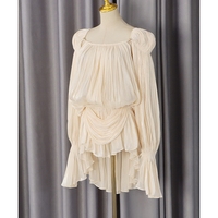 Robe courte plissée asymétrique à épaules dénudées avec ceinture pour femme - Collection Boutique