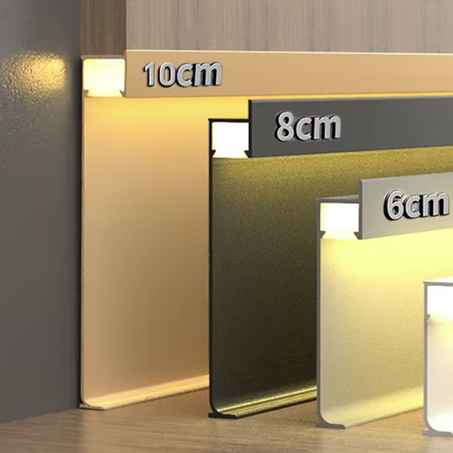 H40/60/80mm Skirting Board Aluminium Customized LED Profile Skirting Line Strip Light Wall Mount Recessed Baseboard Home Decor