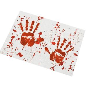 Alfombra de puerta rectangular de terciopelo cristalino con estampado de huellas de sangre de Halloween, resistente a las manchas, antideslizante, para el hogar, de fibra de poliéster - Product Image 4