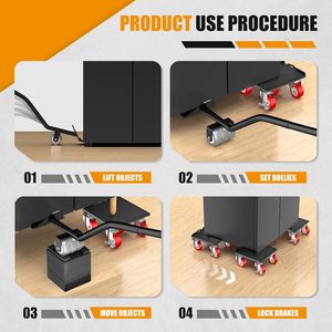 Carro para muebles de alta resistencia de 2000 libras, acero al carbono con ruedas de 360 °, deslizadores antideslizantes y elevador para muebles, sofá, <span class=keywords><strong>piano</strong></span> - Product Image 6