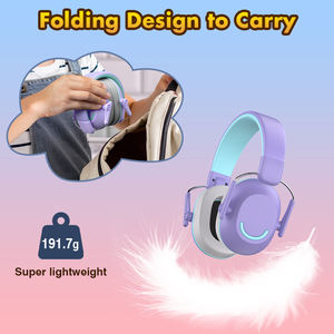 Оптовые детские наушники фиолетового цвета с шумоподавлением для сна и учебы, для защиты от шума при строительстве, грузовиках, фейерверках - Product Image 6