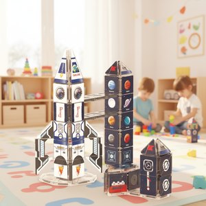 2026 Blocs de construction magnétiques en fer, version portable, thème spatial, 100 pièces, jouet de voyage, 3,75 cm, pour enfants - Product Image 6
